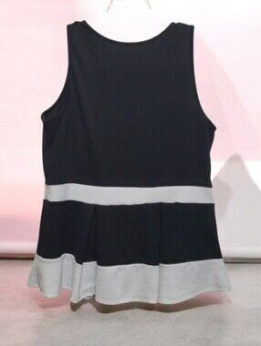 Deb Black & White Peplum Top size 1X